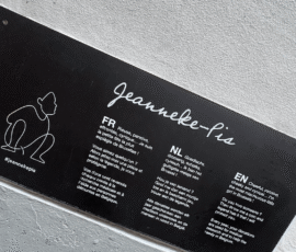 Panneau décrivant l'histoire de Jeanneke Pis