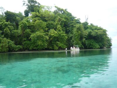 Paysage de la balade en bateau du Blue Lagon
